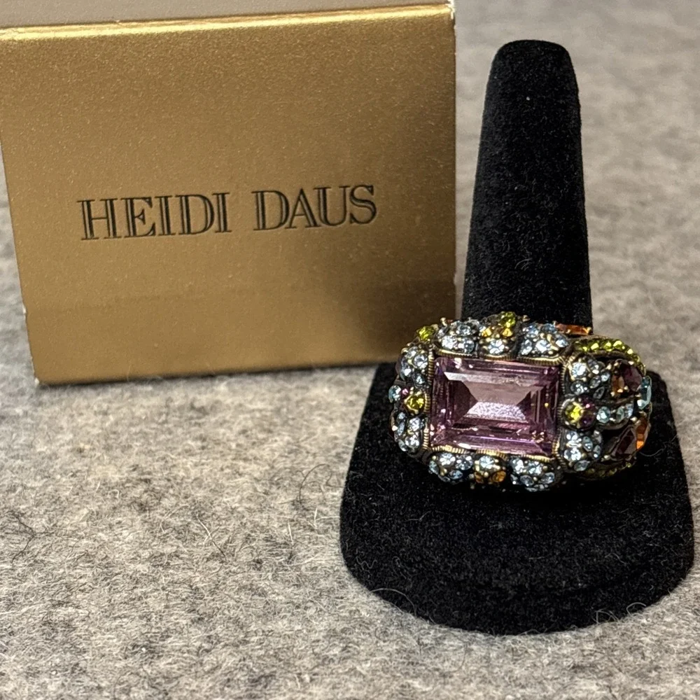 Heidi Daus Multi Color Crystal Damselfly Ring size 7 NIB
